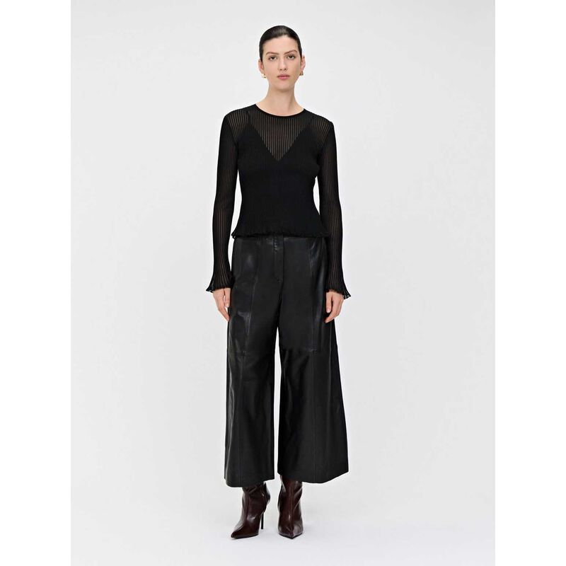 Veronika Maine Solid And Sheer Long Sleeve Knit image number 3